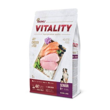 Akinu Vitality Senior Medium/Large Ξηρά Τροφή Σκύλου Με Κοτόπουλο & Ψάρι